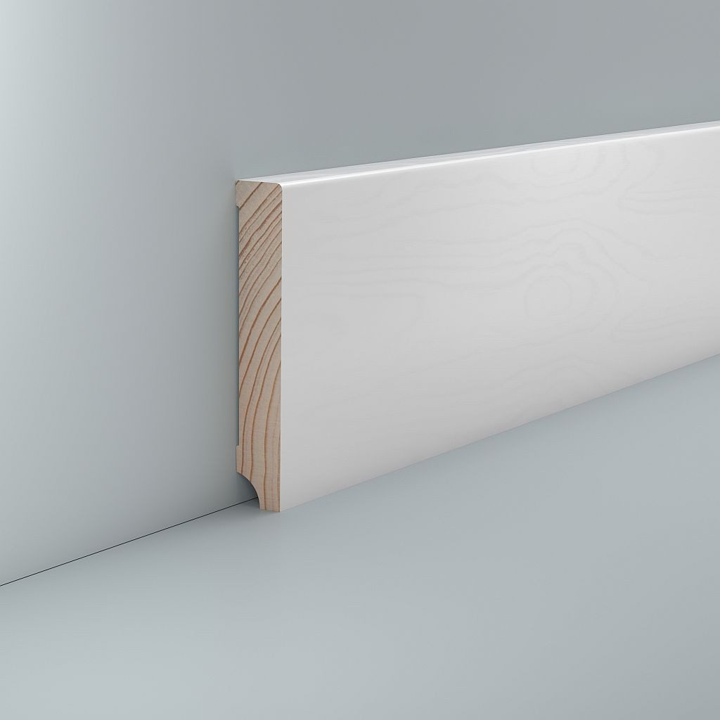 Südbrock Sockelleiste Sockelleiste weiß Holz 16 x 96 mm Kiefer lackiert RAL 9016 Fußleiste, L: 240 cm, H: 9.6 cm, 1-St.