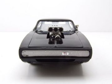 JADA Modellauto Dodge Charger R/T 1970 schwarz Fast & Furious mit Dom Figur Modellauto, Maßstab 1:24