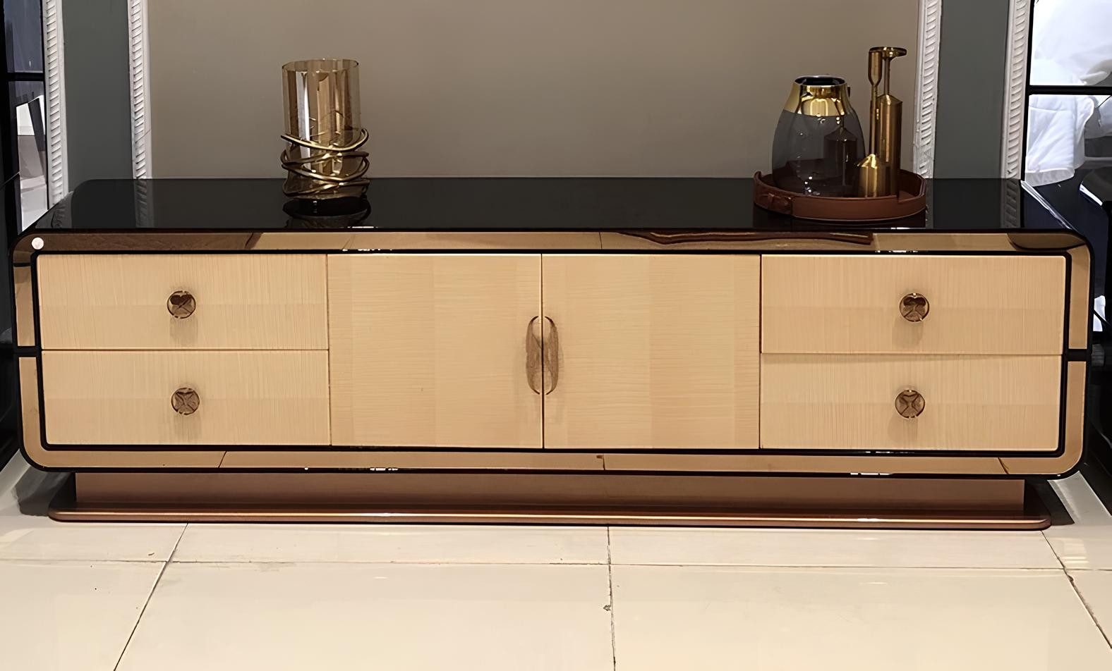 Xlmoebel Sideboard Hochglanz Kommode mit Schubladen und Regalböden in Weiß (Sideboard, 1 St., Sideboard), Hergestellt in Europa