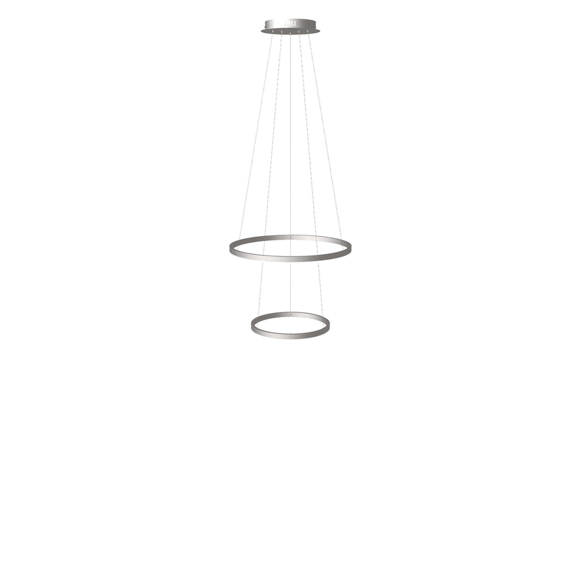 s.luce Pendelleuchte LED 2er-Ring Hängeleuchten Kombination Zentrisch Aluminium, Warmweiß