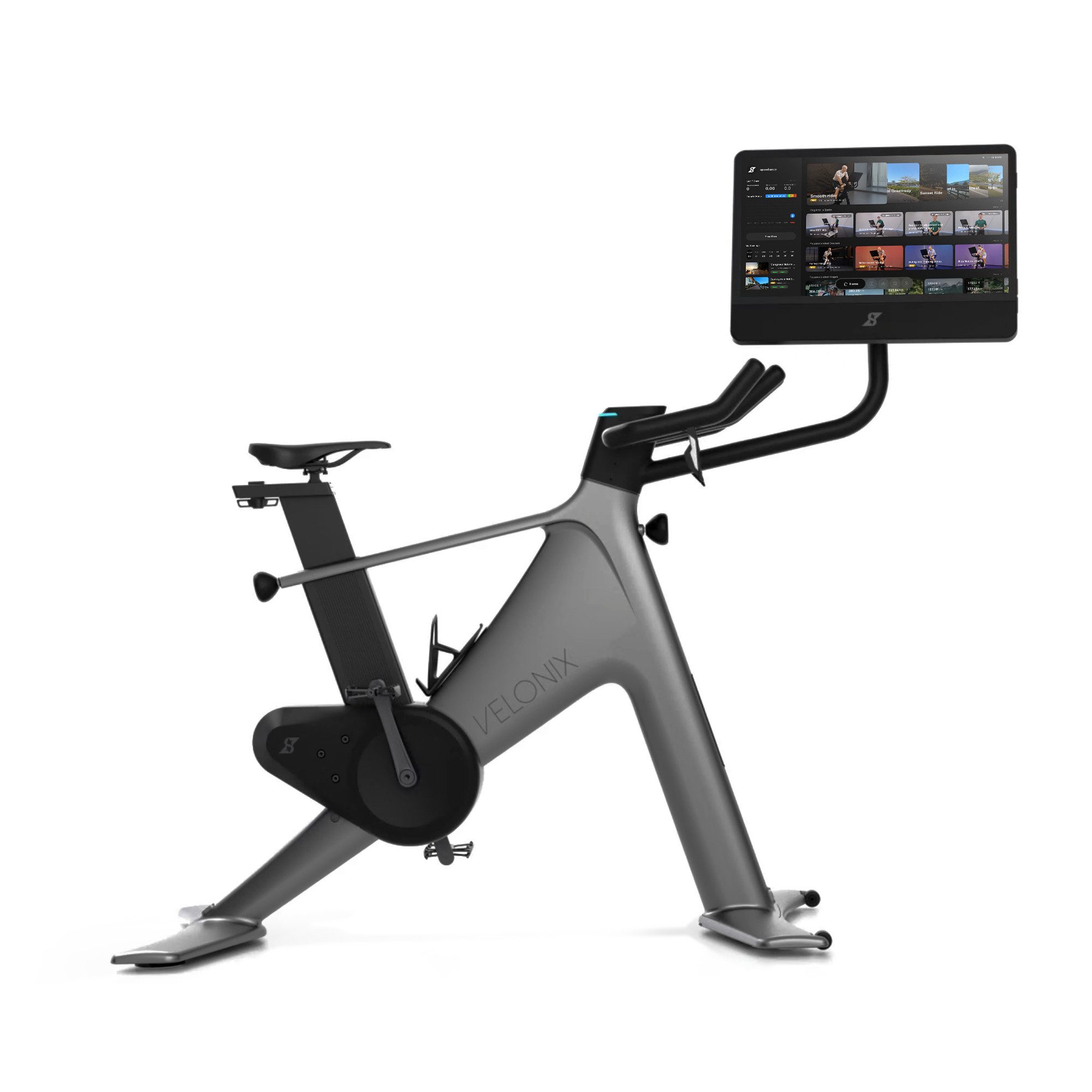 SPEEDIANCE Heimtrainer Fahrrad, Smart Bike mit Steigungs-/Gefällesimulation,2300 W Powertrain (1-tlg), ±1% Watt-Genauigkeit, 21,5-Zoll Touchscreen, App-Konnektivität