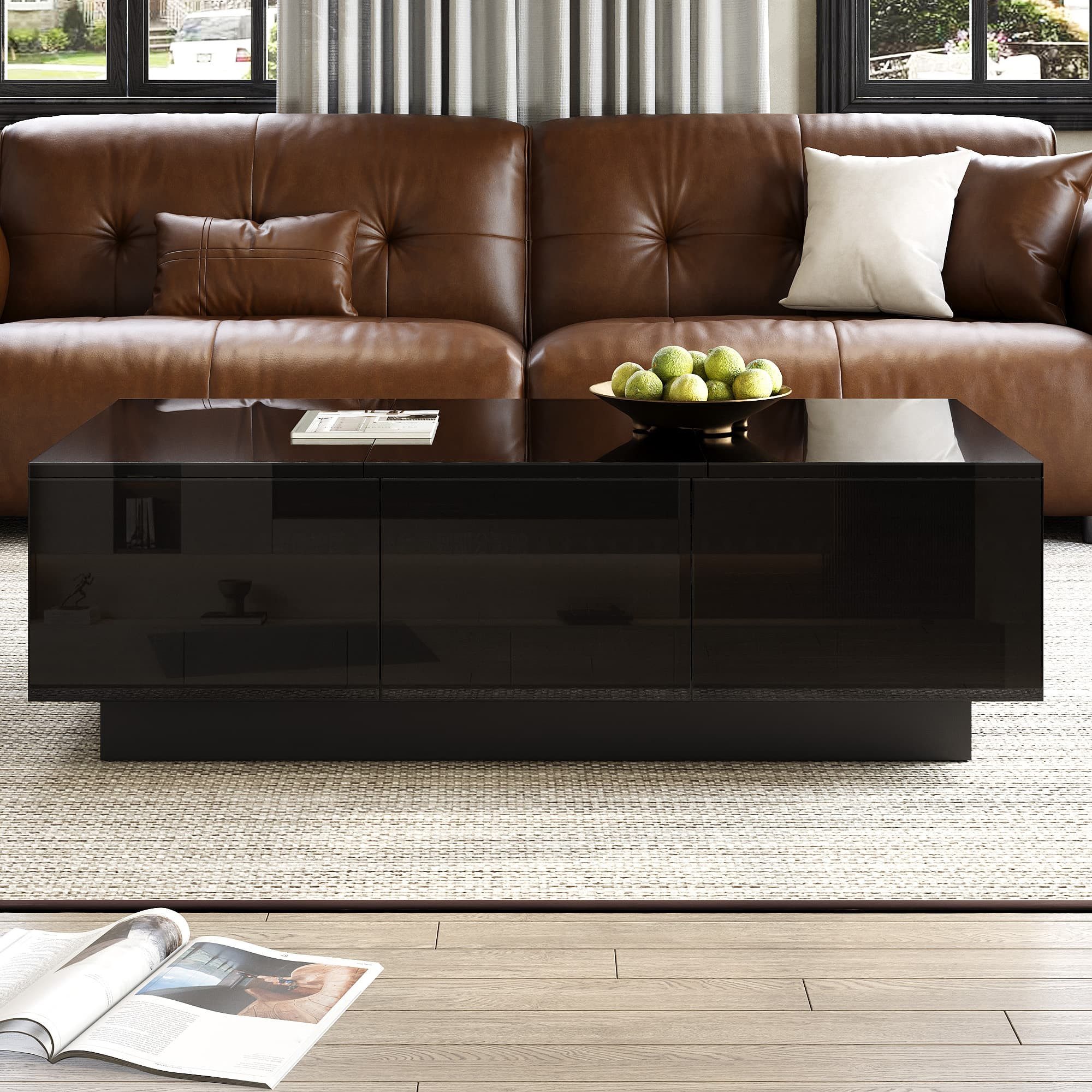 ANYSUN Couchtisch Moderner schwarzer Hochglanz (Set, 1Tisch), Breite 100 cm