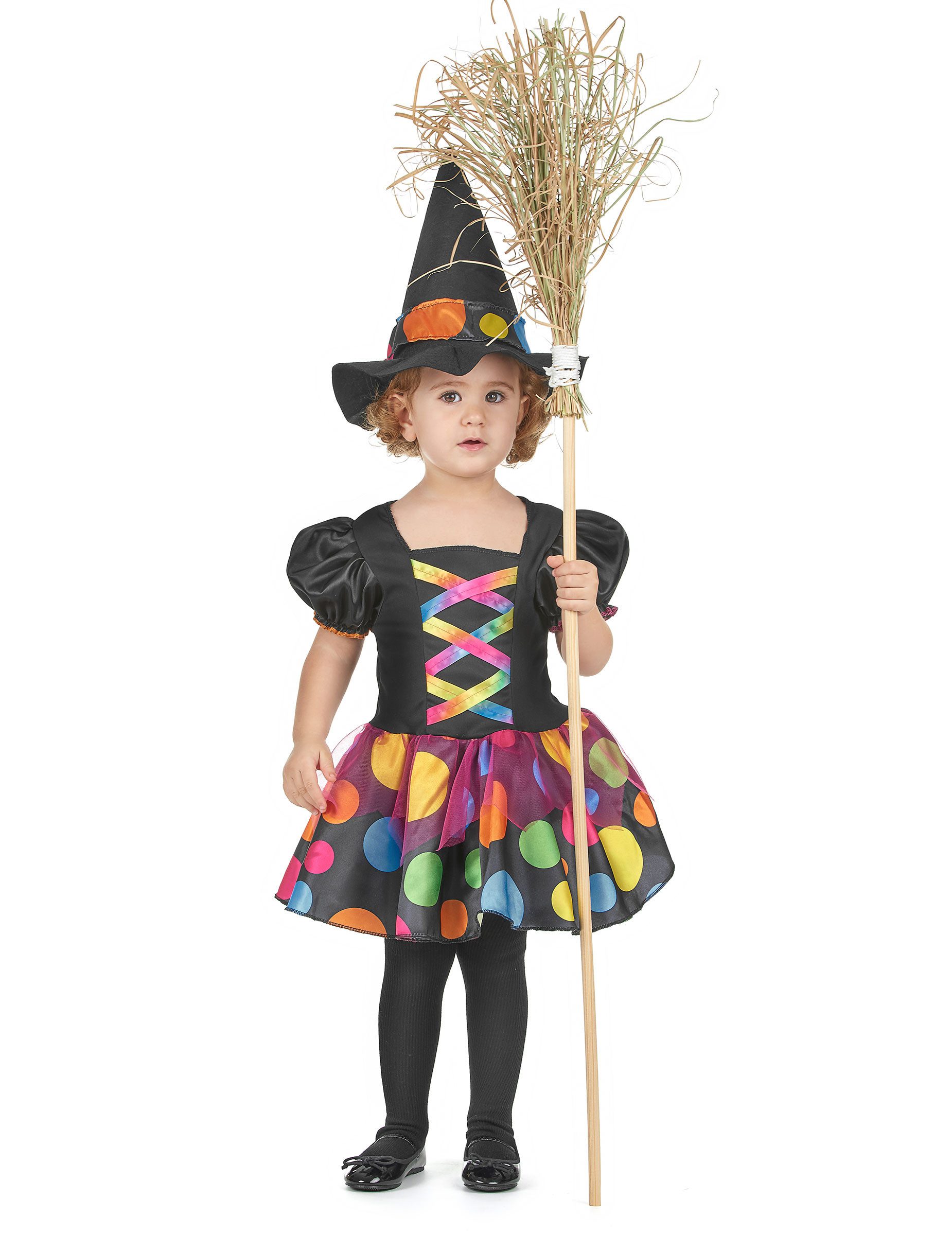 JADEO Kostüm Kleine Hexe-Kinderkostüm Halloween schwarz-bunt