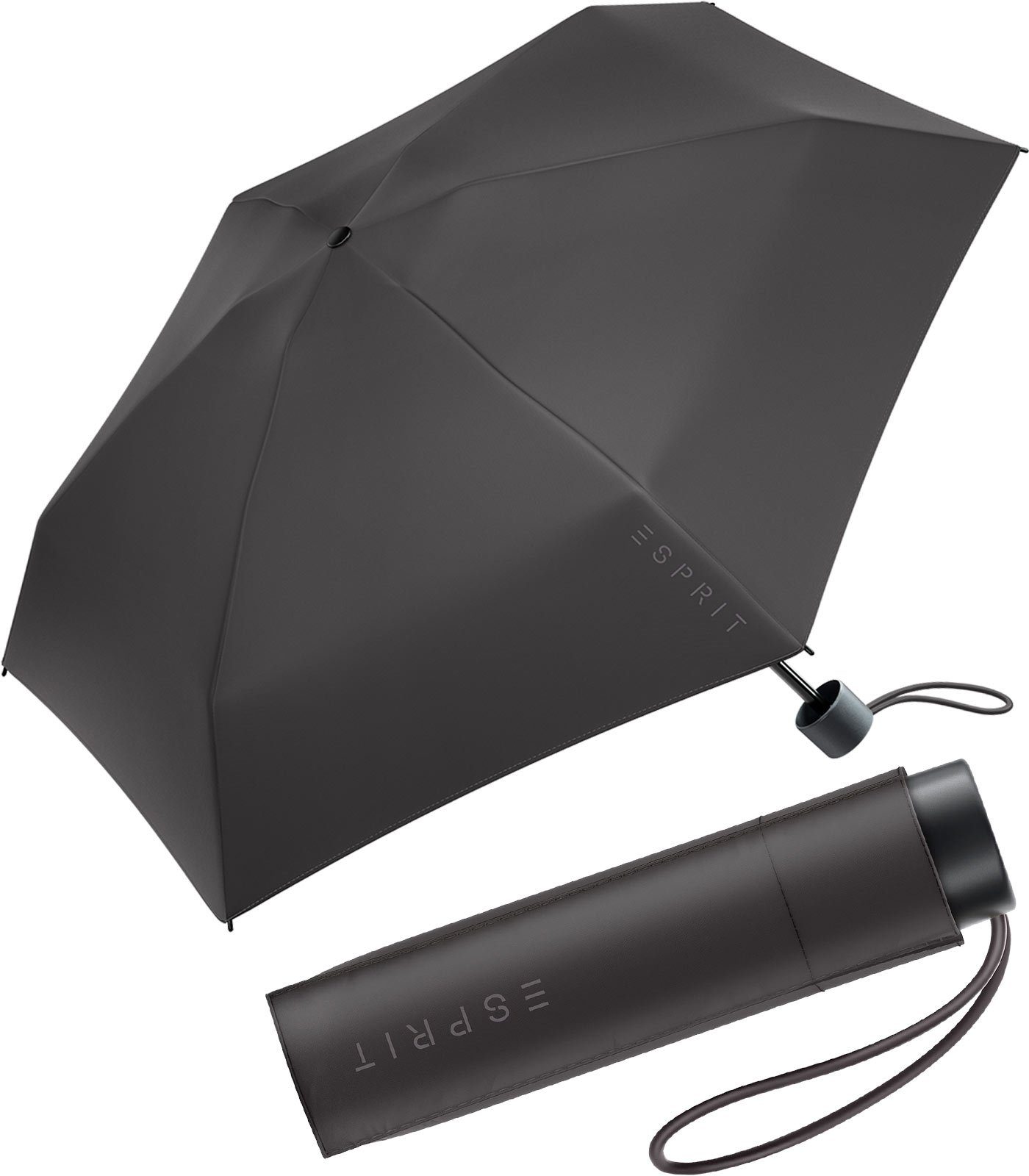 und Petito Esprit winzig Super Taschenregenschirm klein sehr Schirm Mini leicht, schwarz