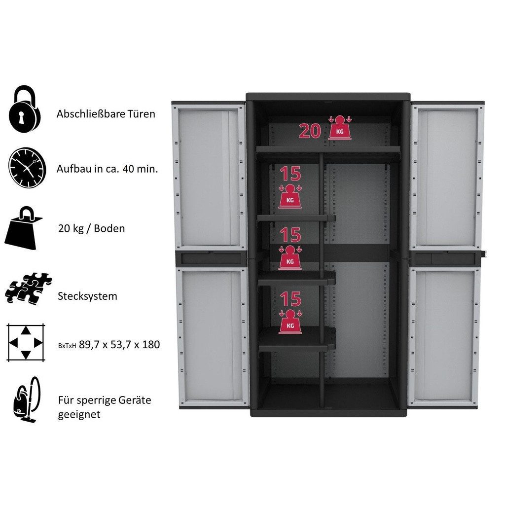 Kreher Mehrzweckschrank XXL Kunststoff 'Kreher Jumbo' Spindschrank mit Frei günstig online kaufen