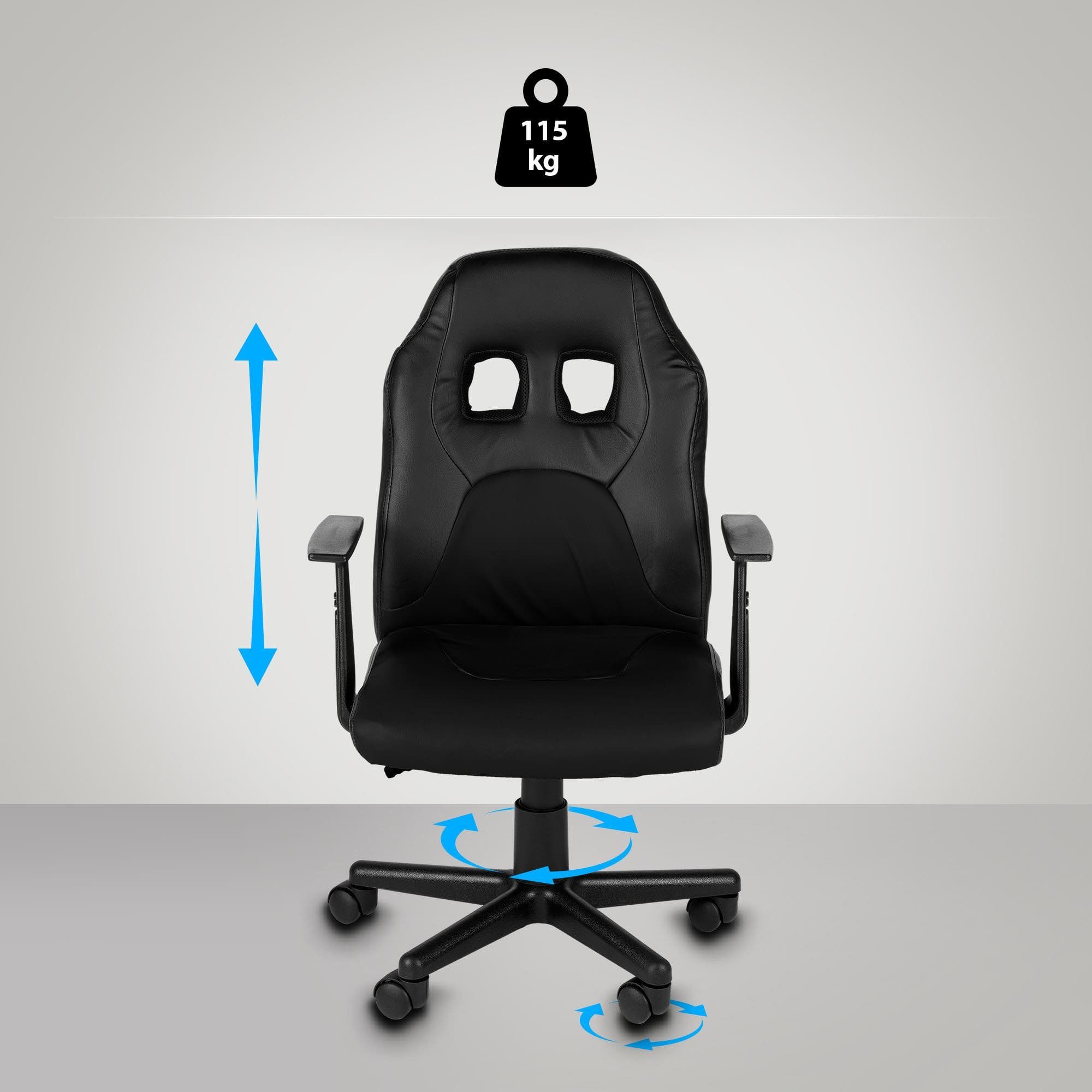 Gaming CLP Kinder-Bürostuhl, mit Chair Fun, schwarz/schwarz abnehmbaren Armlehnen