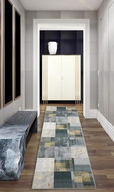 Teppich Moderner Elegance Teppich mit orientalisch gemusterten Quadraten in grau gold, Teppich-Traum, rechteckig, Höhe: 0,04 mm