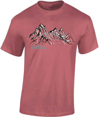 Baddery Print-Shirt Wander Tshirt : Offline - Kletter T-Shirt für Wanderfreunde, hochwertiger Siebdruck, aus Baumwolle