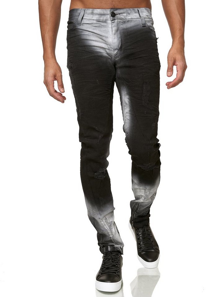 KINGZ Slim-fit-Jeans im verwaschenen Look