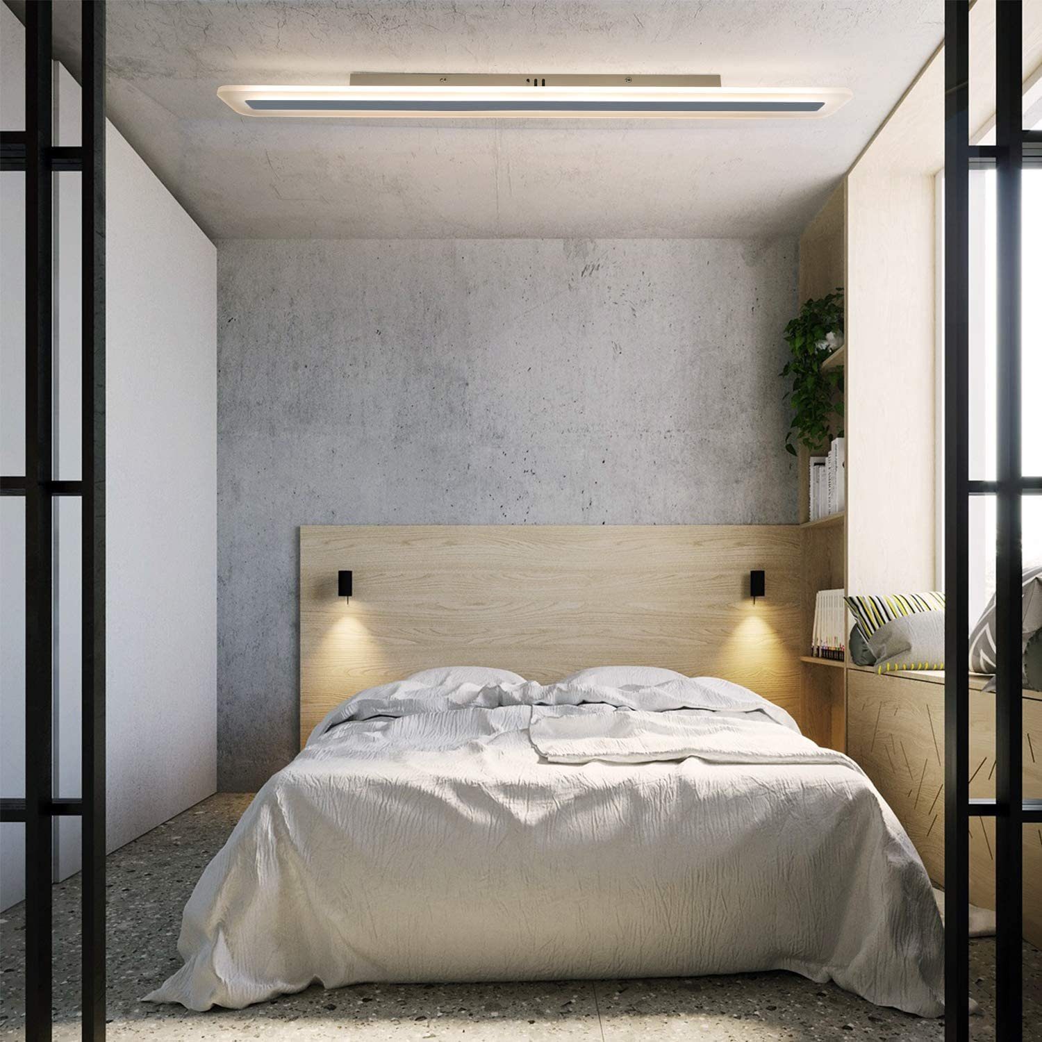 LED fest Bürolampe LED modern Küche Flach Deckenleuchte Tageslichtweiß ZMH Balkon, integriert, weiß Schlaf- Panel Fernbedienung