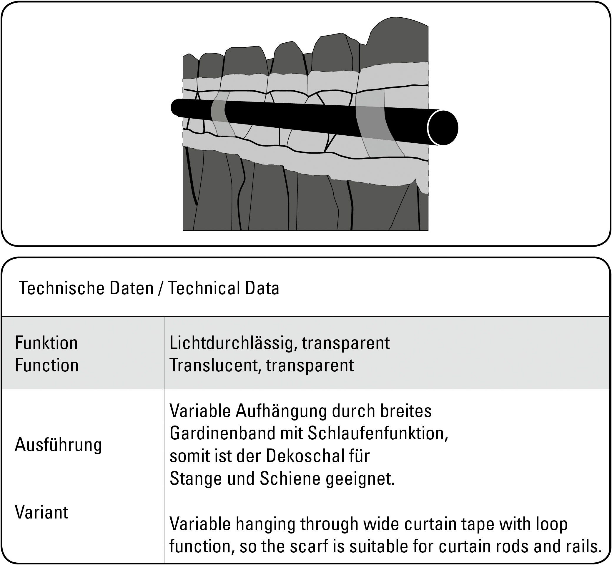 Rankenstickerei St), GARDINIA, mit verdeckte Dolly-Voile Schlaufen (1 Stoff Gardine Dolly-Voile mit transparent, mit Schal Rankenstickerei, Gardinenband