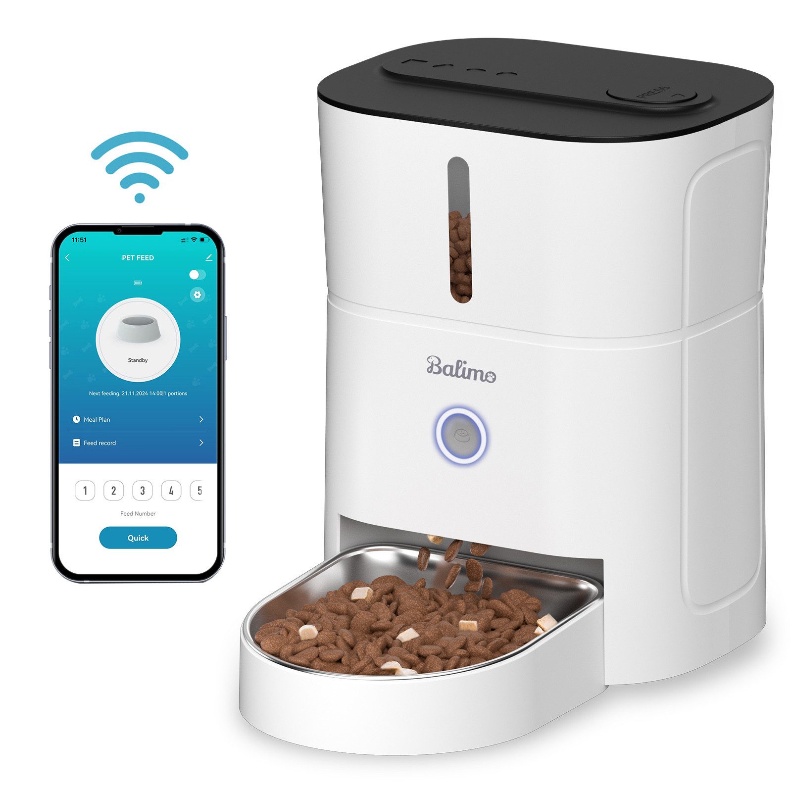 Futterautomat 3L App-Steuerung WIFI Automatischer Futterautomat Futterspender