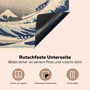 MuchoWow Herdblende-/Abdeckplatte Die große Welle in Kanagawa - Gemälde von Katsushika Hokusai, Vinyl, (1 tlg), 77x51 cm, Ceranfeldabdeckung, Arbeitsplatte für küche