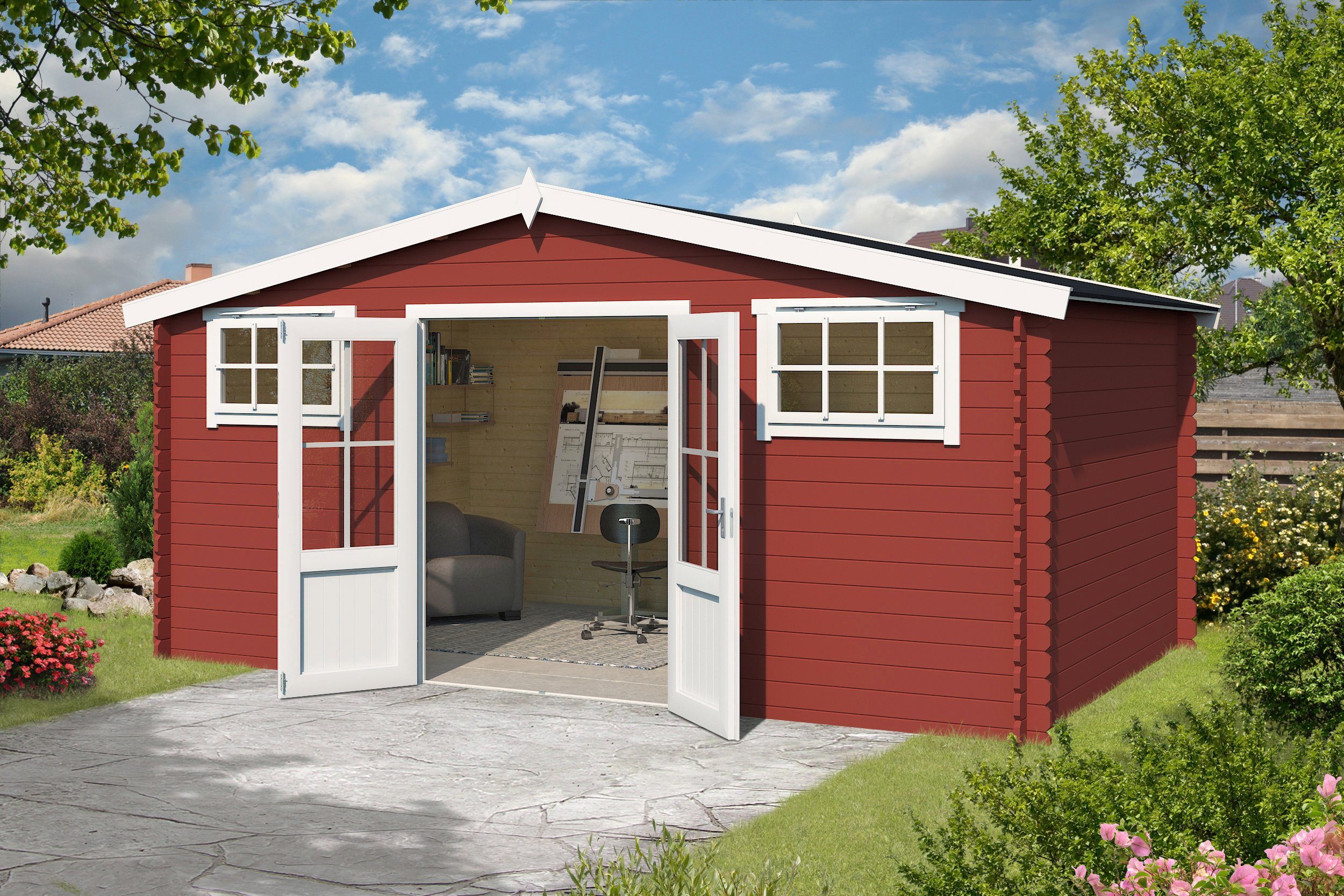 LASITA MAJA Gartenhaus Washington, BxT: 519x396 cm, Blockbohlenhaus 28mm