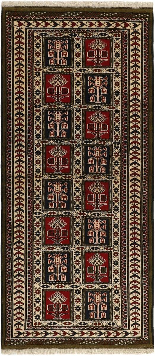 Orientteppich Turkaman 88x197 Handgeknüpfter Orientteppich / Perserteppich Läufer, Nain Trading, rechteckig, Höhe: 6 mm
