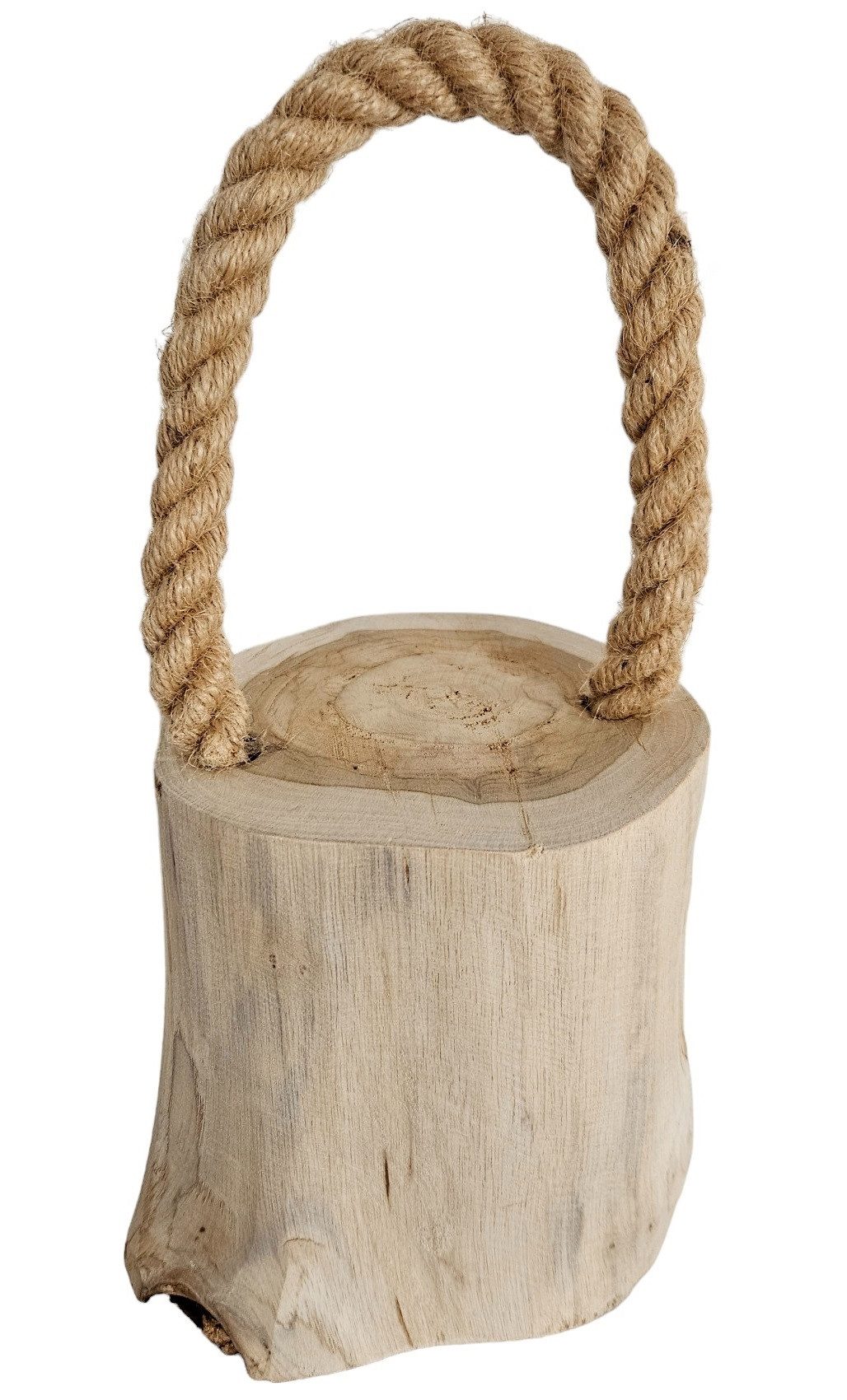 Meinposten Türstopper Holz 1,4 kg Maritim Rustikal Holzstamm mit Kordel Teakholz Natur (1 St) – Bild 4 von 5