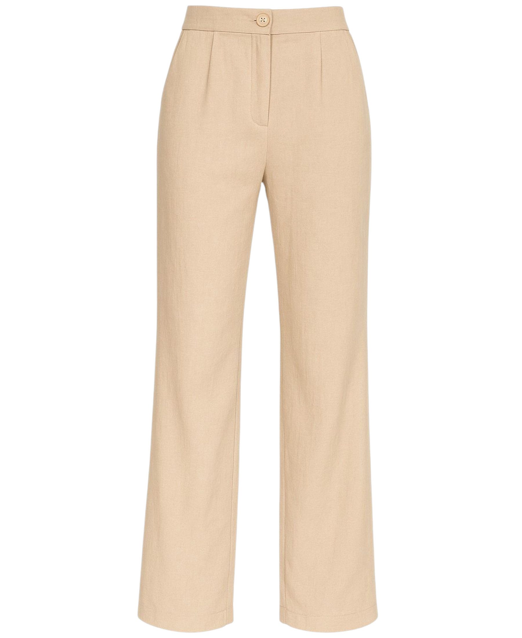 fashionshowcase Palazzohose Damen Hose in Leinenoptik – elegant Weites Bein vielseitig, mit Bundfalten, ideal für lange Beine