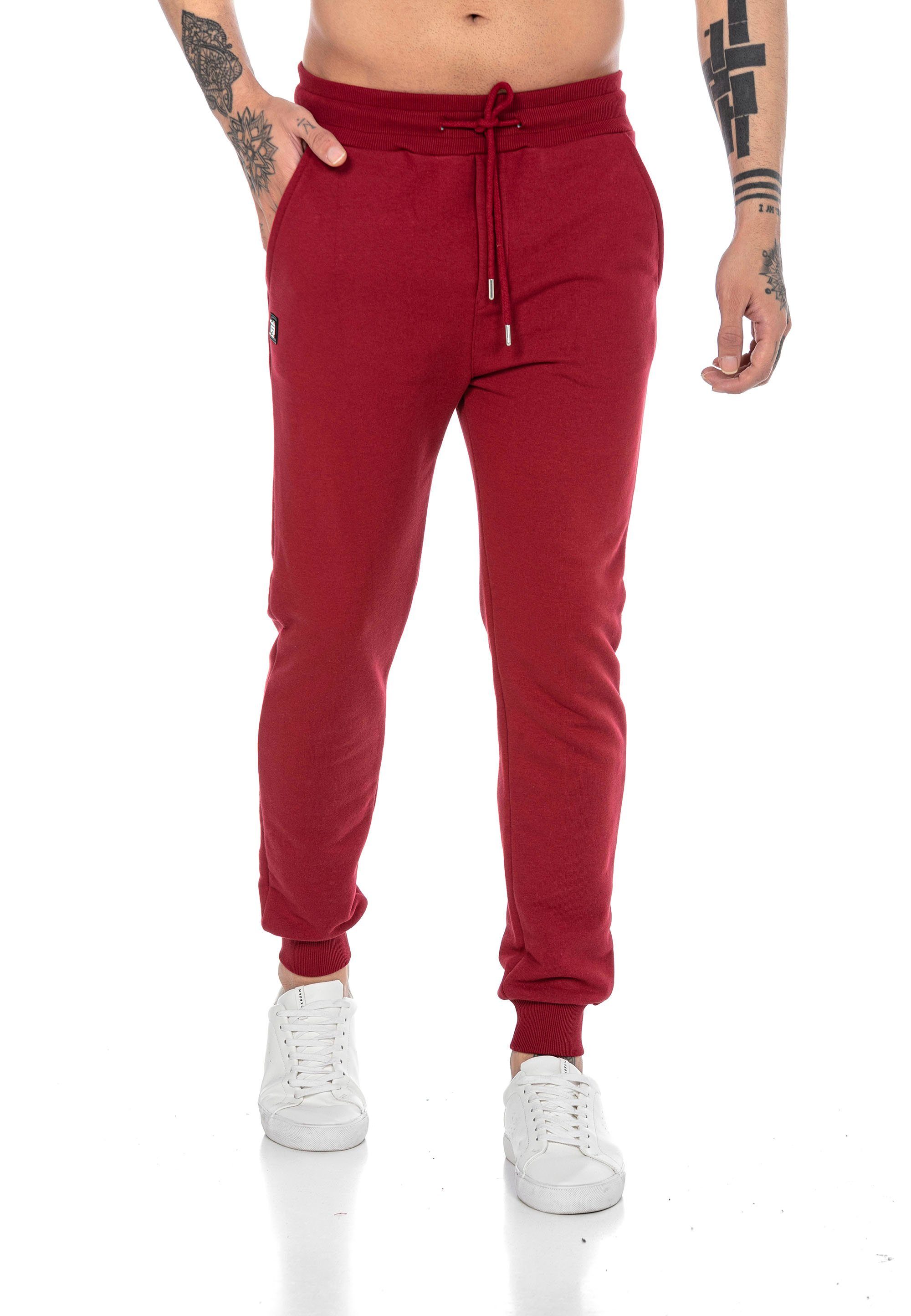 Premium Herren Hoodie Kapuzensweatshirt Basic Bordeaux Jogginganzug Red Qualität Bridge RedBridge Premium Hose Set