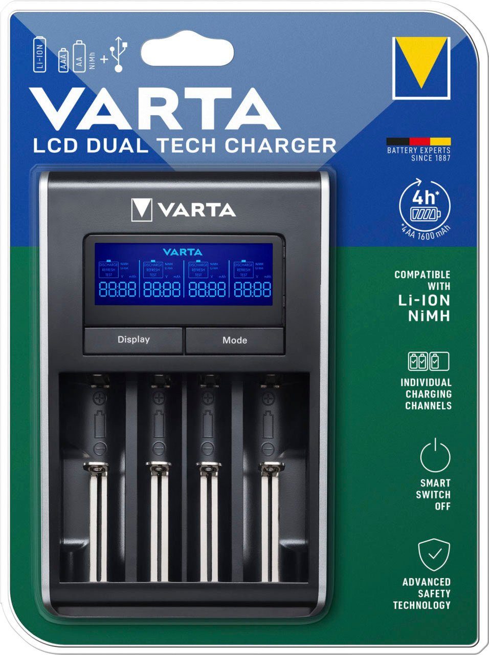VARTA LCD Dual Tech Batterie-Ladegerät (500 mA)