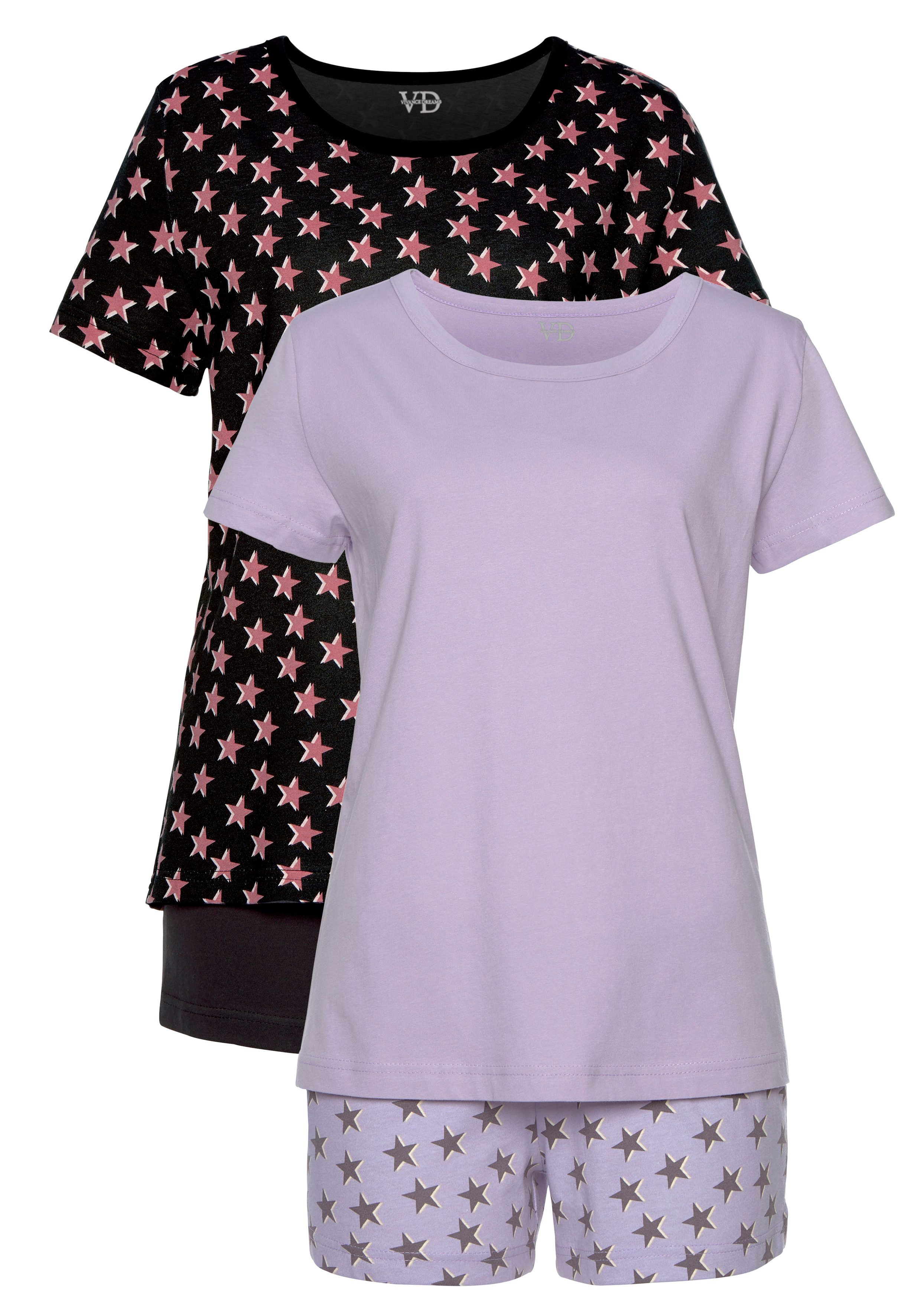 Vivance Dreams Shorty (4 tlg., 2 Stück) mit Sternedruck günstig online kaufen
