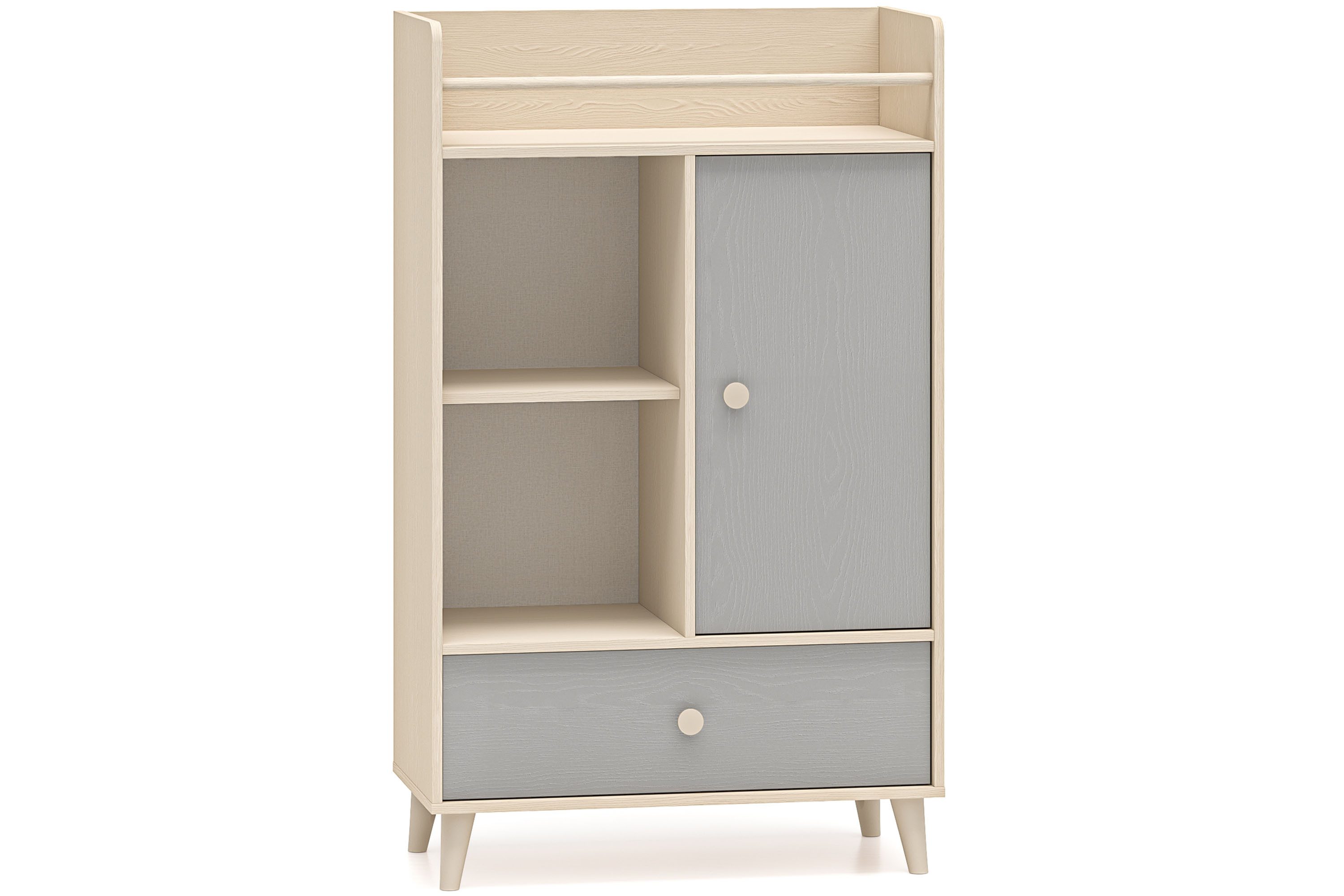 KONSIMO® Kombikommode PUNGI Kommode, Standregal, hergestellt in der EU, mit Schublade, Soft-Close-Funktion, Fußhöhe 12 cm, grau