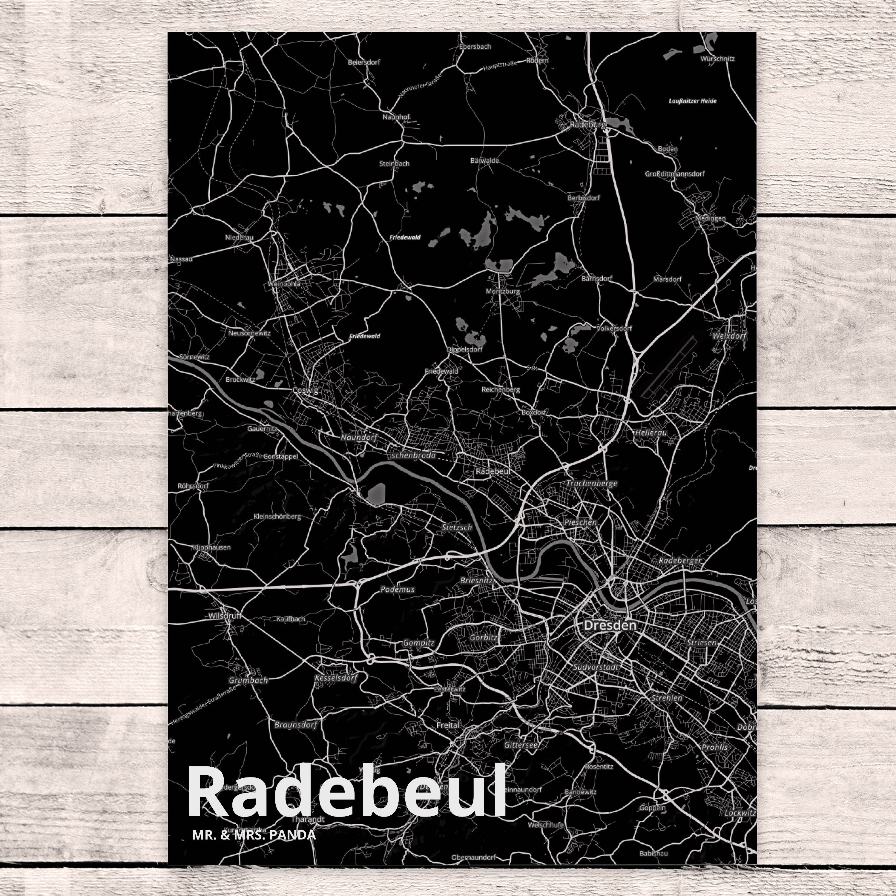 Mrs. Stadt Karte, Sta Dorf - Panda Postkarte Mr. & Map Geschenk, Landkarte Stadt, Karte Radebeul