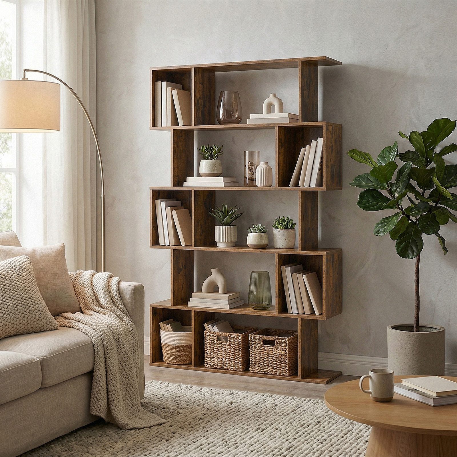 VASAGLE Bücherregal 2er Set Standregal mit 6 Ebenen, 1-tlg., 24 x 90 x 159 cm, Aufbewahrungsregal mit offenen Fächern – Bild 3 von 5