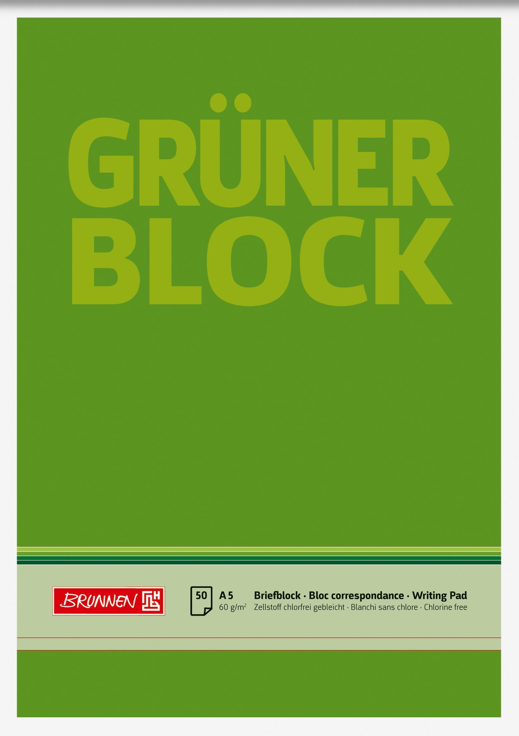 BRUNNEN Collegeblock BRUNNEN 1052436 Block "Grüner Block" A5 unliniert