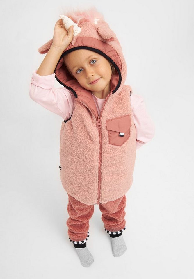 WeeDo Funktionsweste UNIDO Teddy-Fleece und wasserdichter Ripstop aus  recyceltem Material, Wendeweste aus Teddyfleece und leichtem Ripstop