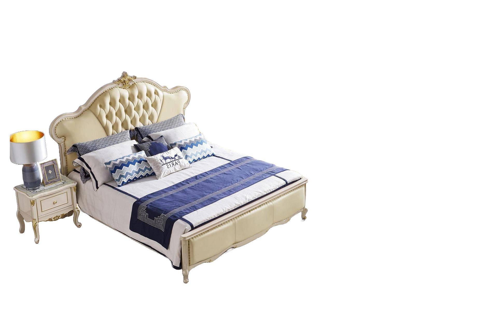 Xlmoebel Bett Luxuriöses Chesterfield Doppelbett aus massivem Echtholz (Doppelbett, Bett), Hergestellt in Europa