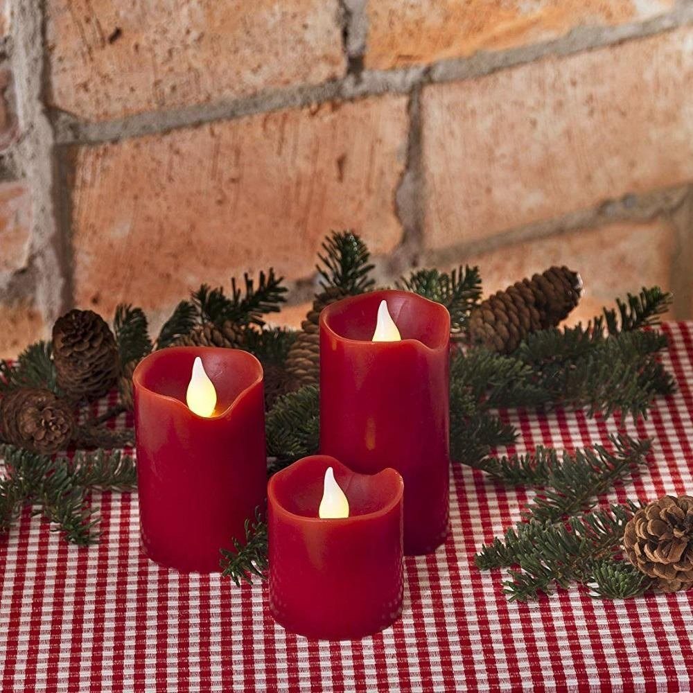 KONSTSMIDE LED-Kerze 1968-550 LED Echtwachskerzen 3er Set 6/9 12cm rot