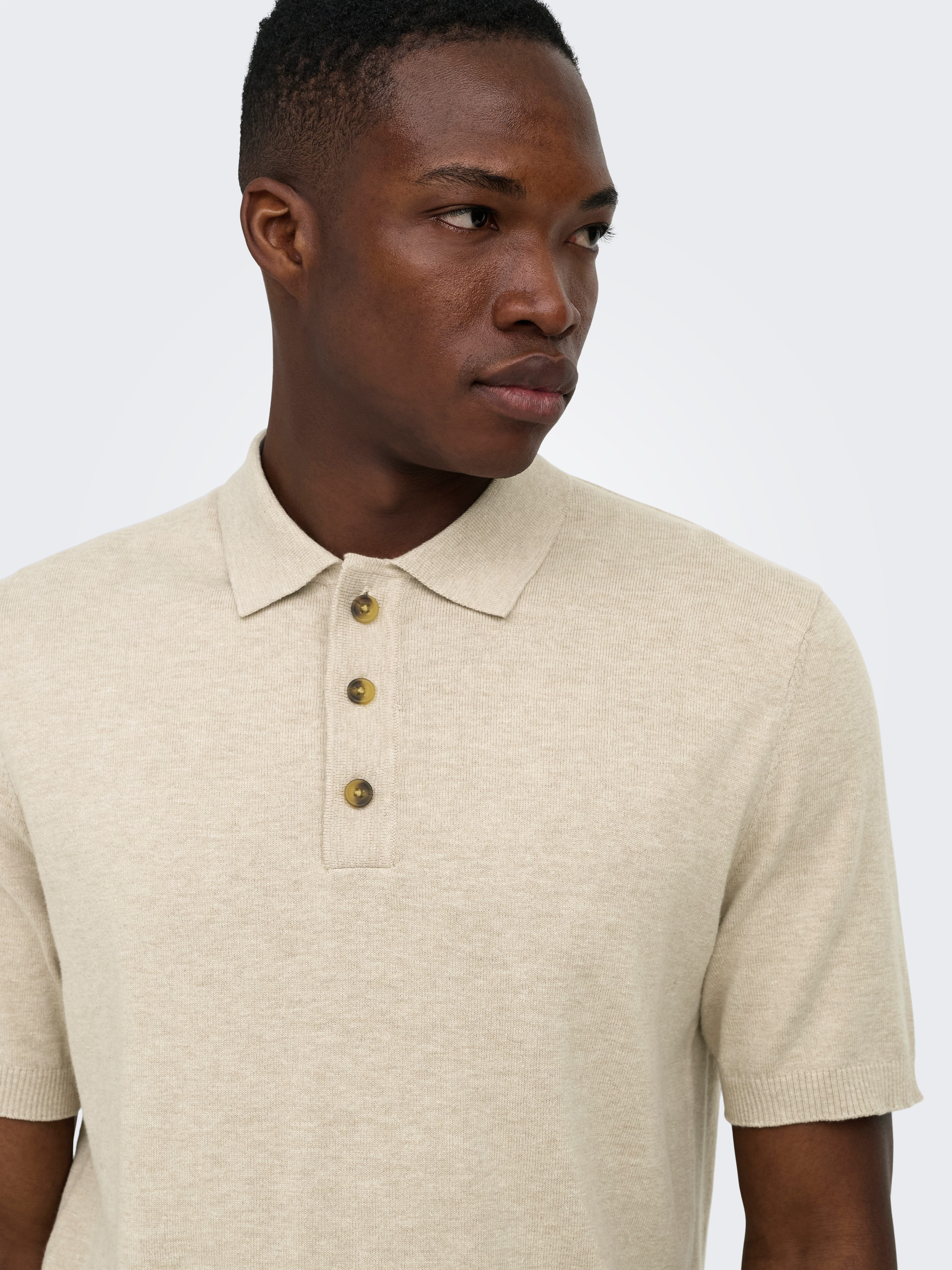 ONLY & SONS Polokragenpullover ONSLOUI REG 12 SS MEL POLO KNIT NOOS Baumwollmischung, regular fit
