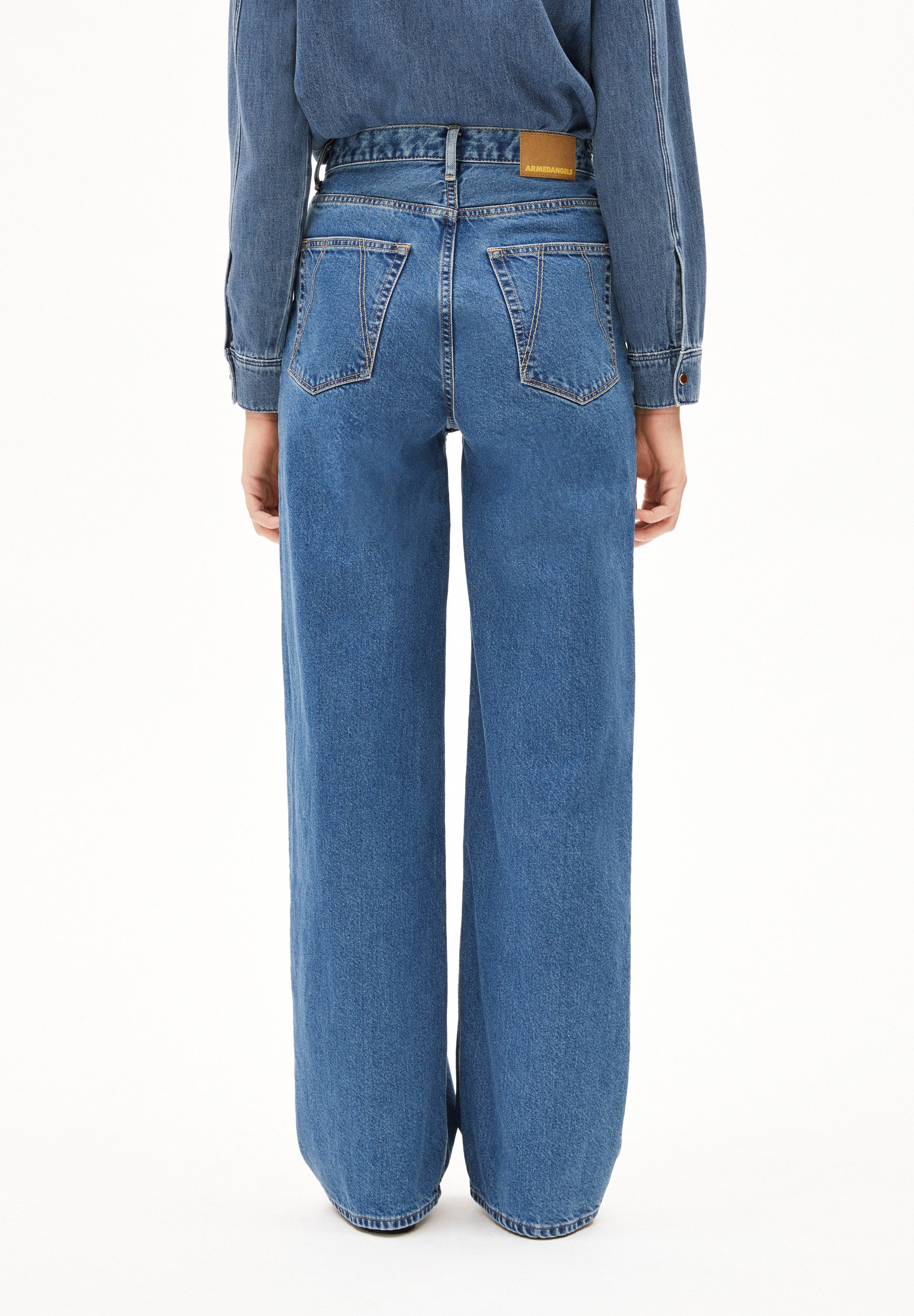 Armedangels Weite Jeans ENIJAA Wide Jeans recycelter Baumwolle (Non-Stretch, Regular Fit) High waist