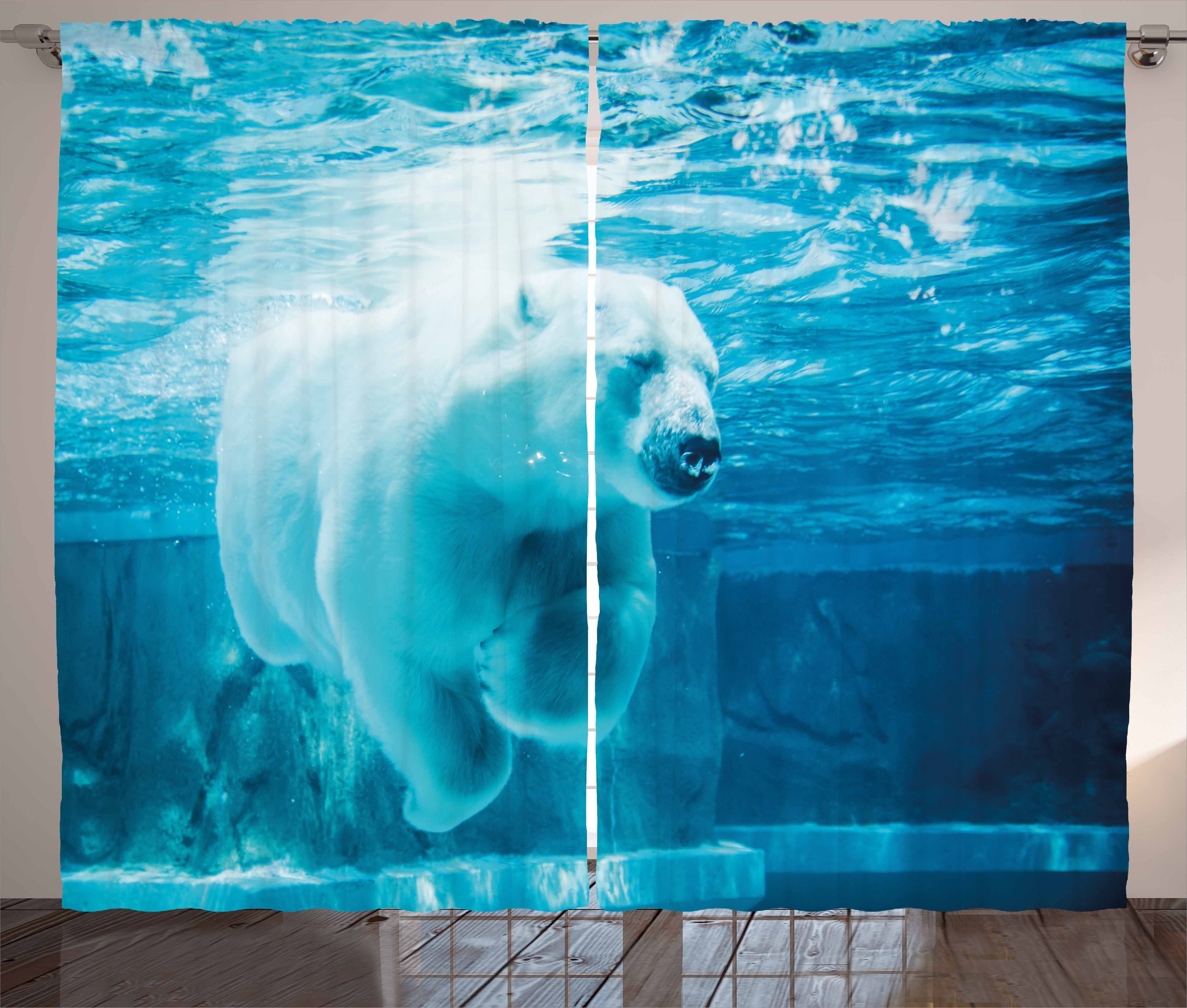 Gardine Schlafzimmer Kräuselband Vorhang Bär Unterwasser Haken, mit und Polar Schlaufen Arctic Abakuhaus