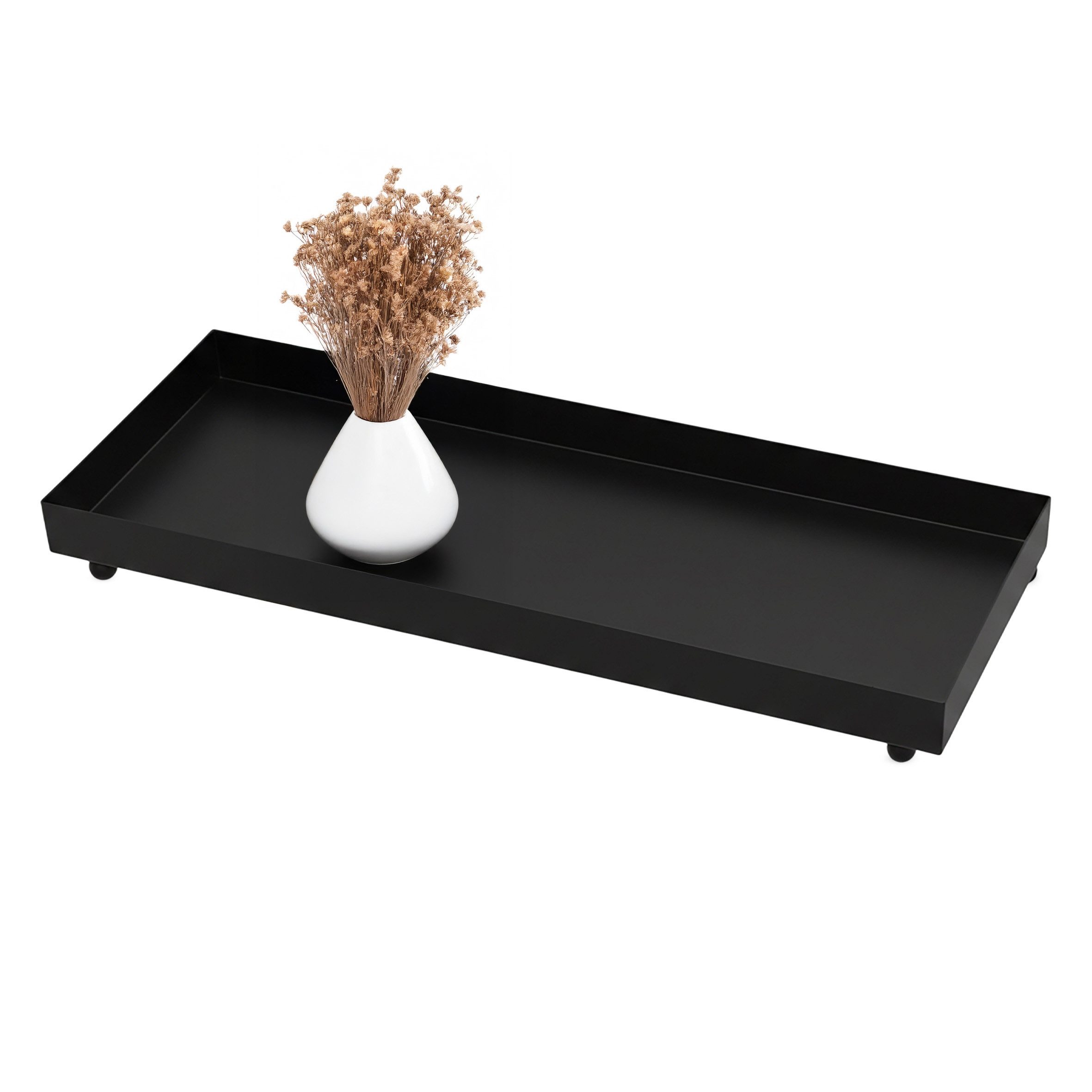 Spetebo Dekotablett Metall Kerzentablett rechteckig - 40 x 15 cm (Anzahl, 1 St., Stück), Mit Kugel-Füßen