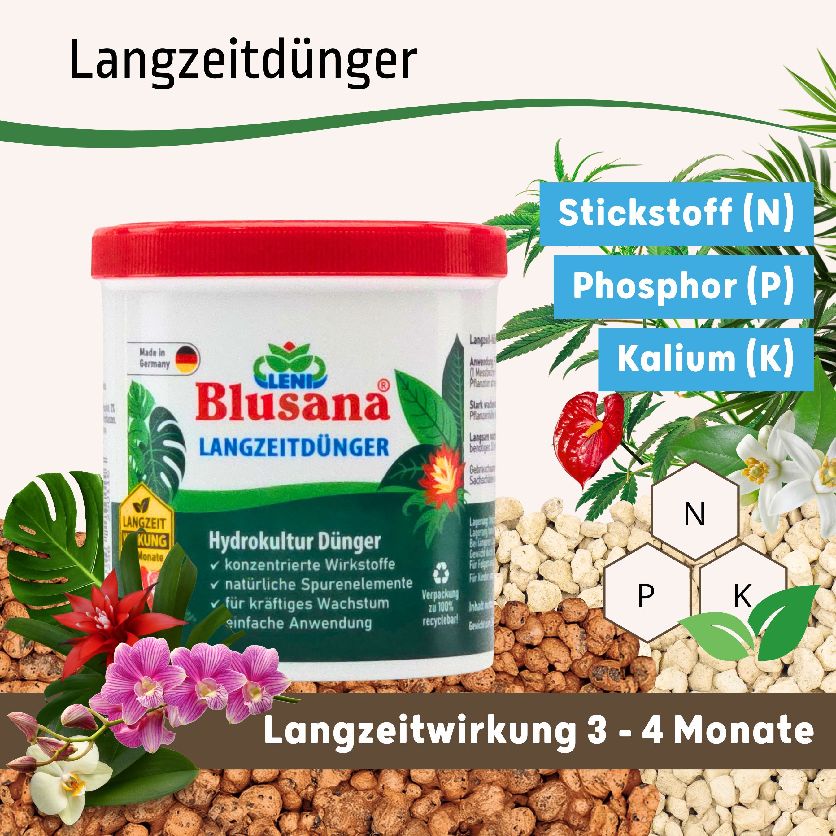 Blusana Pflanzendünger Hydrokultur NPK Nährstoffe Langzeitdünger, günstig online kaufen