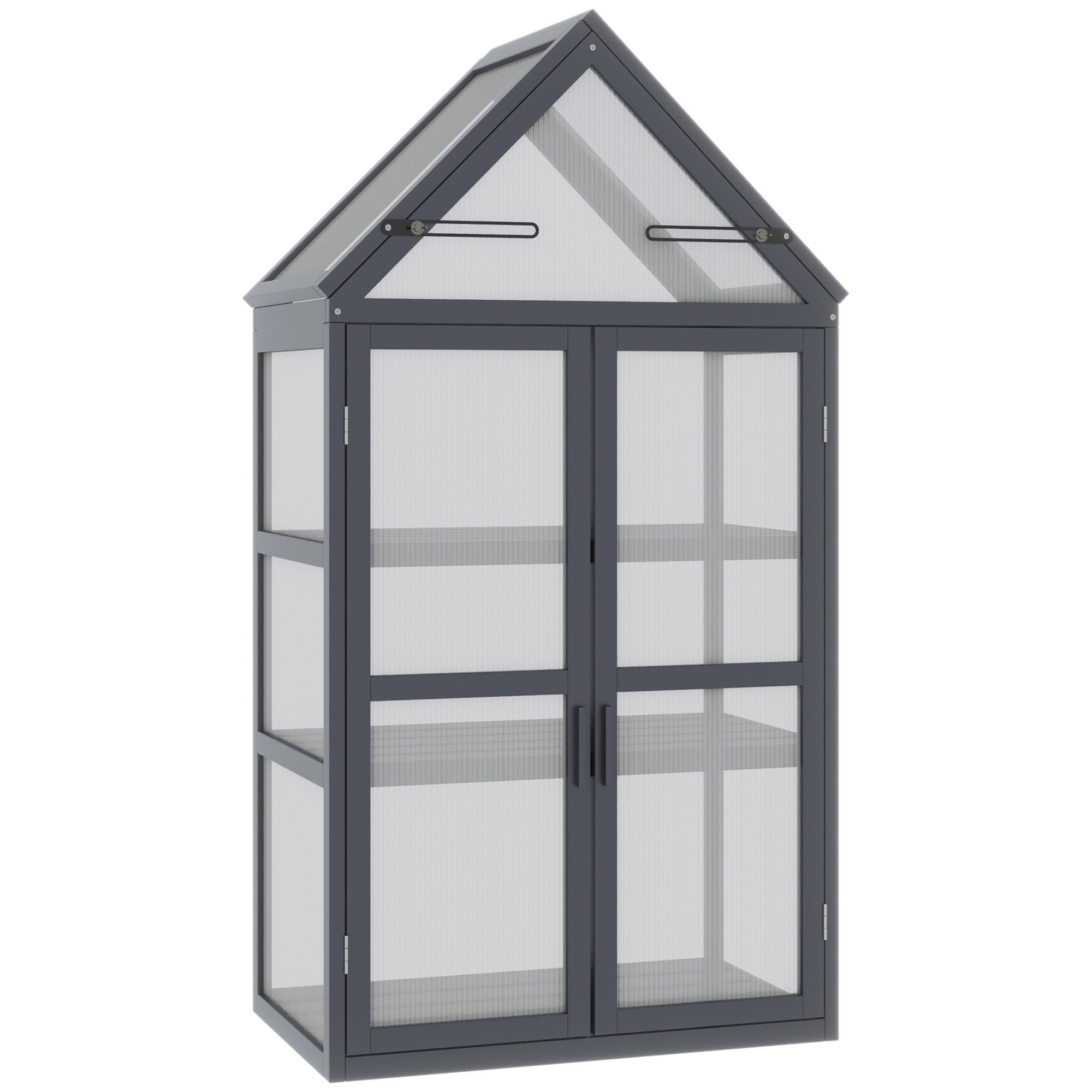 MC Star Frühbeet Mini Gewächshaus 3 Ebenen Treibhaus Pflanzenbeet mit aufklappbarem (mit aufklappbarem Dach Doppeltüren aus Holz Natur 70,5 x 42 x 132 cm)