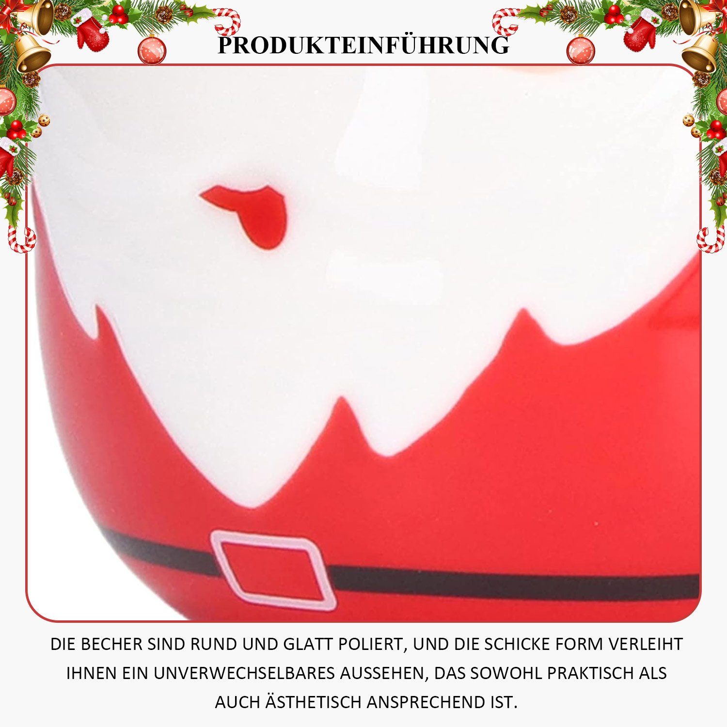 C Typ Weihnachtsbecher MAGICSHE Kaffeebecher Becher mit Weihnachtsmann Löffel,