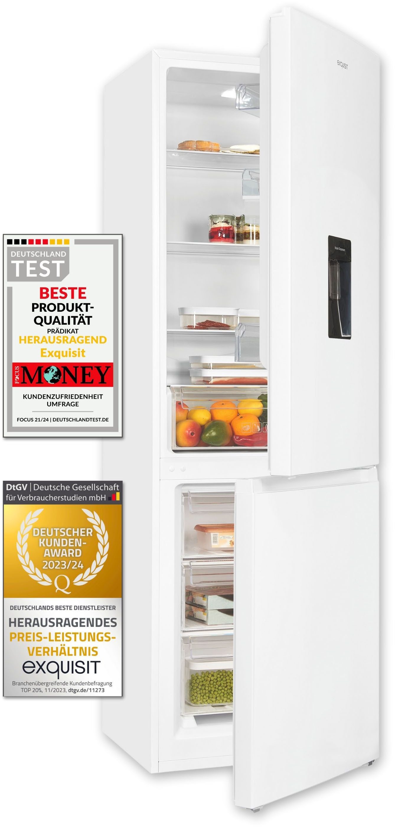 exquisit Kühl-/Gefrierkombination KGC320-95-E-WS-040C, 185,8 cm hoch, 60 cm breit