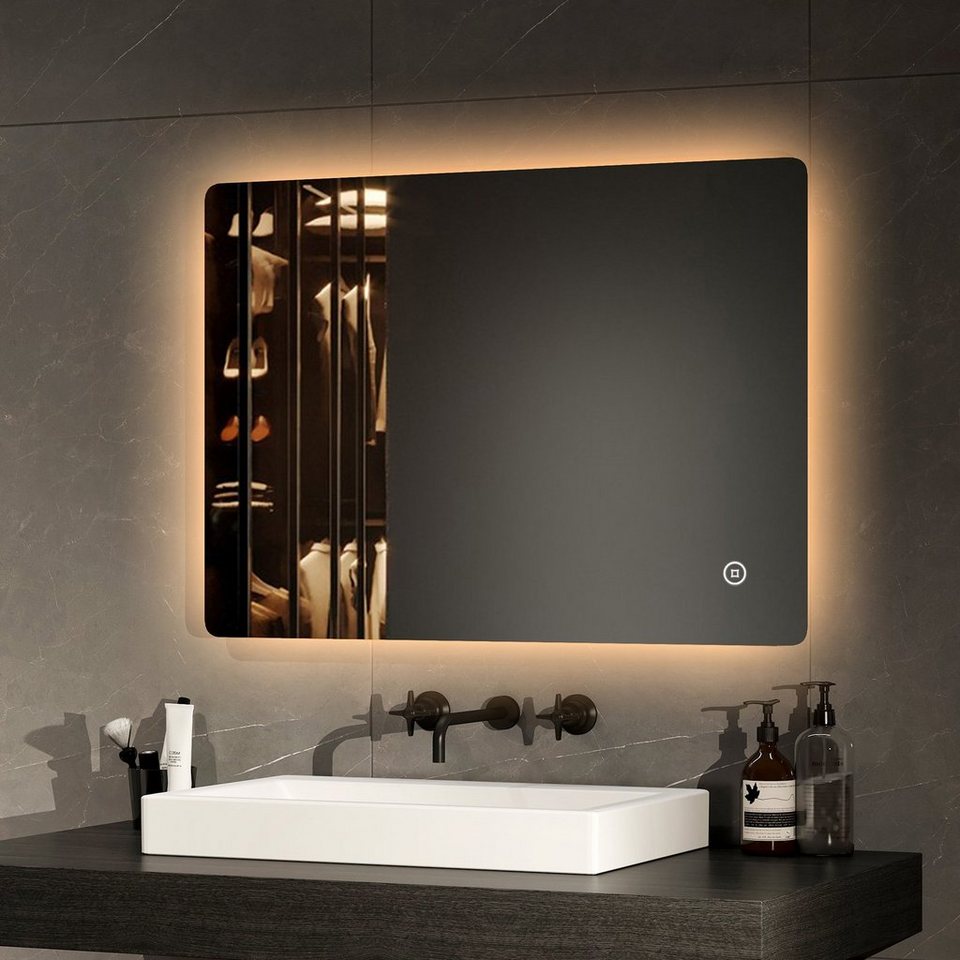 EMKE Badspiegel EMKE LED Badspiegel mit Antibeschlag Rahmenloser