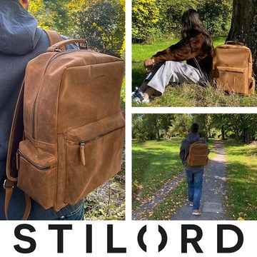 STILORD Notebookrucksack "Isa" Büro-Rucksack Leder Groß Vintage