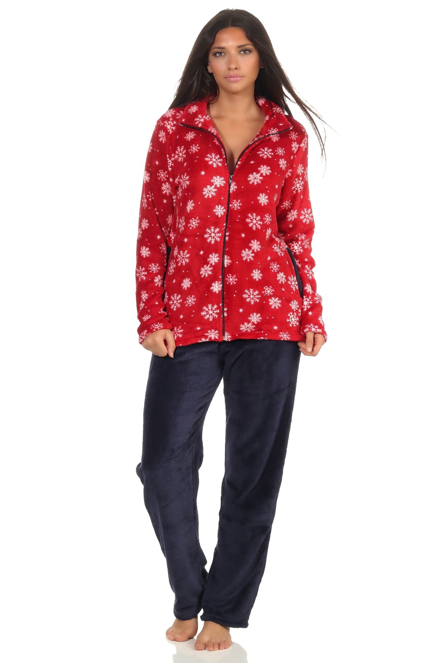 Normann Relaxanzug Wunderschöner Damen Hausanzug aus Coralfleece in winterlichem Design