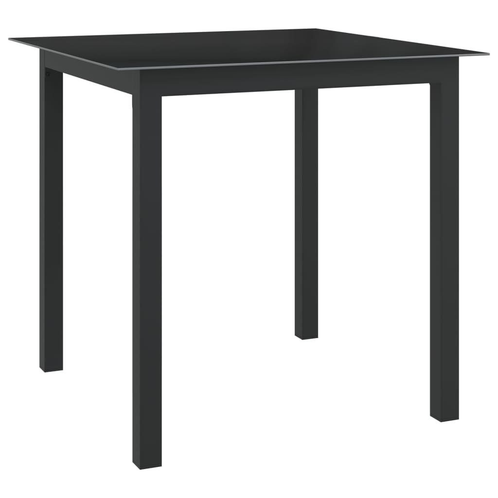 vidaXL Gartentisch Gartentisch Schwarz 80x80x74 cm Aluminium und Glas (1-St)