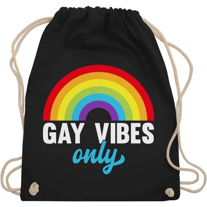 Shirtracer Turnbeutel Gay Vibes Only - Regenbogen - weiß LGBT Kleidung