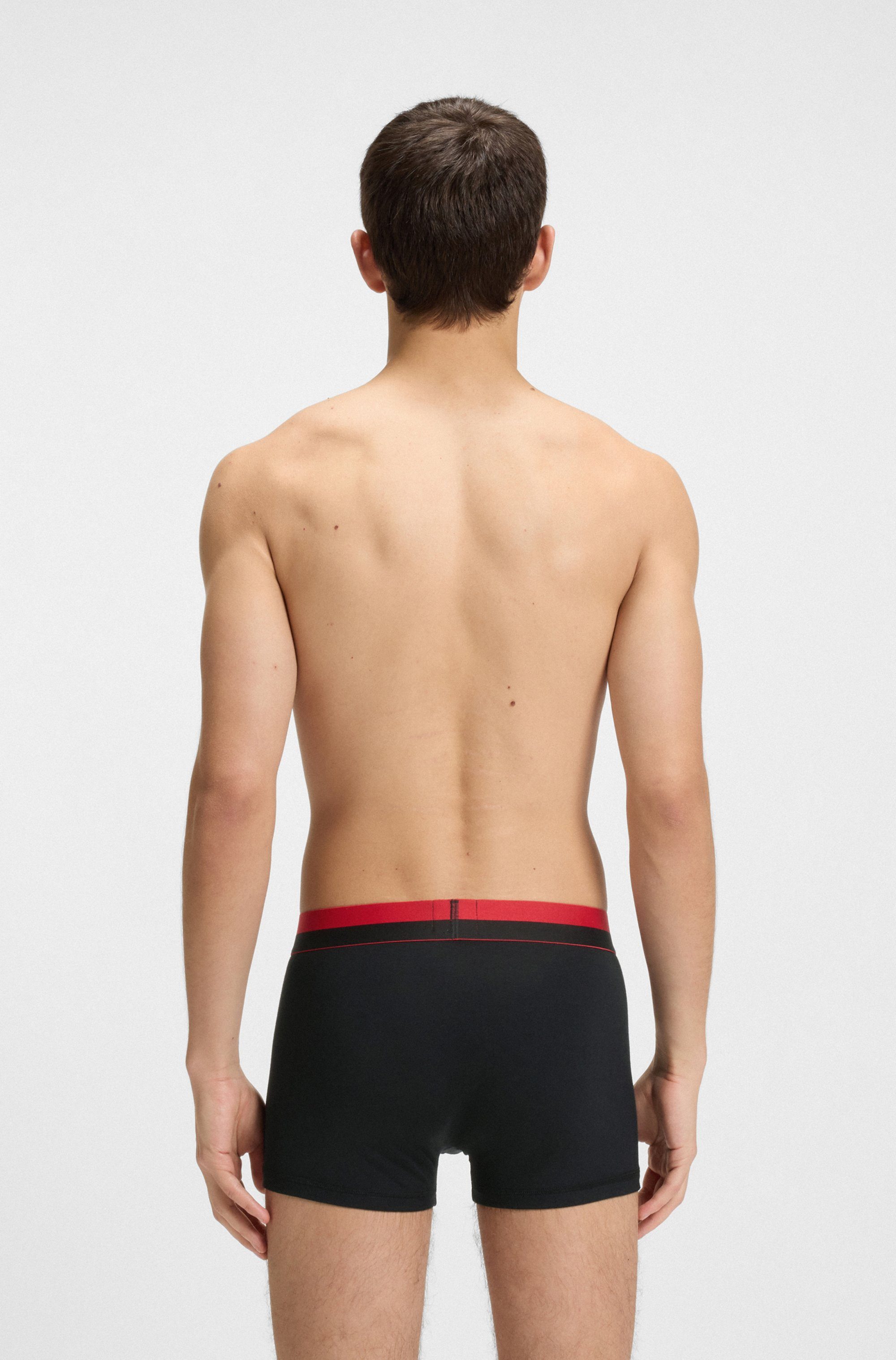 HUGO Boxershorts TRUNK TR. SPLIT LOGO (3-St) enganliegend, kurzes Bein