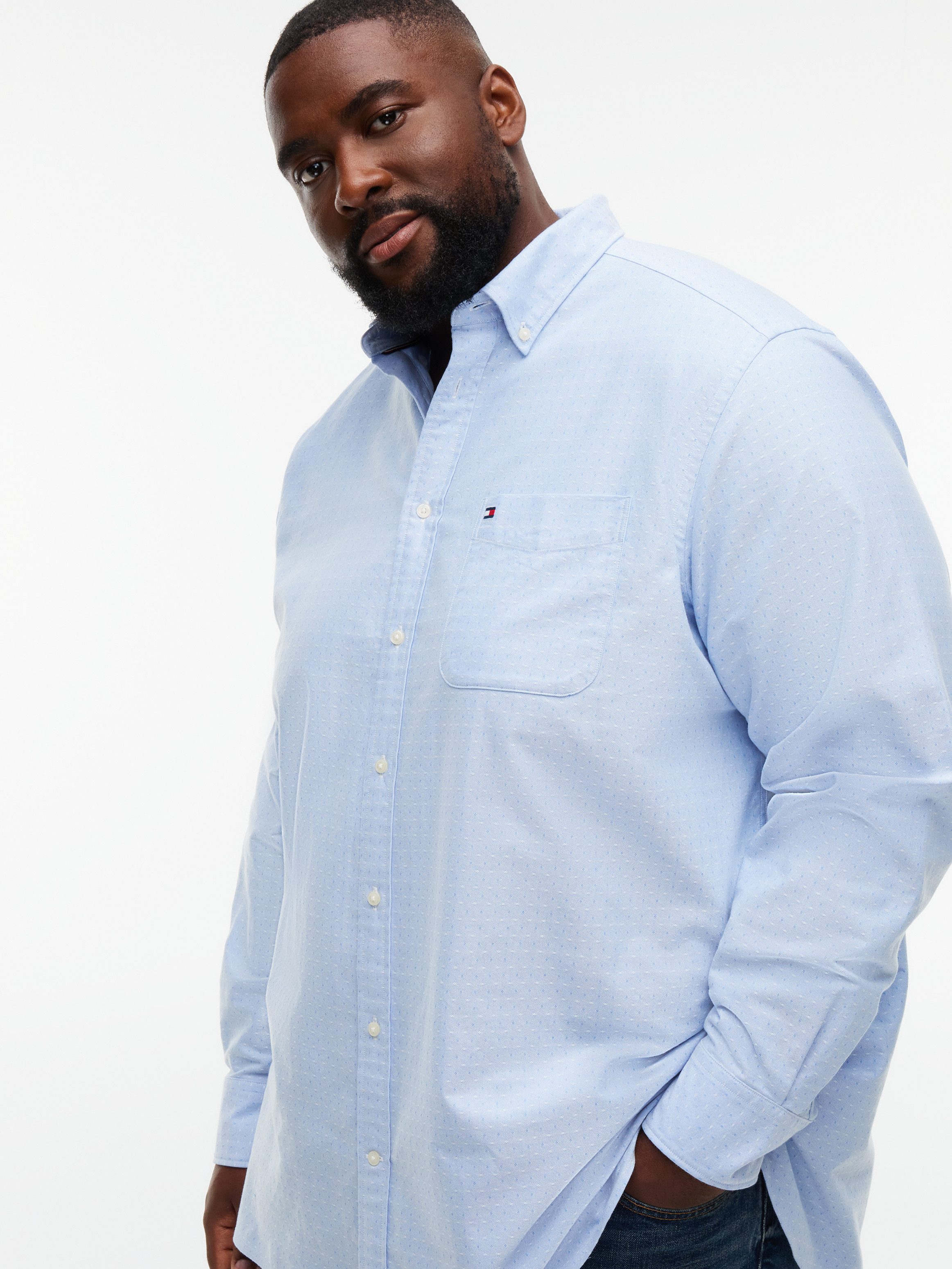 Tommy Hilfiger Big & Tall Langarmhemd BT-OXFORD DOBBY Große Größen – Bild 2 von 5