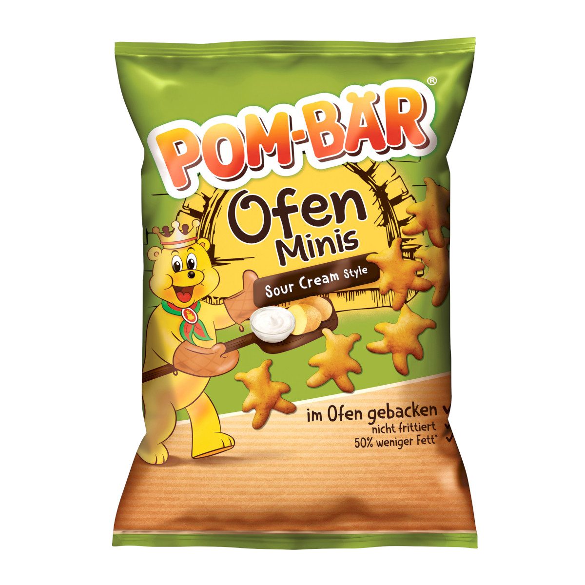Pom-Bär Knabberei, Pom Bär Ofen Minis Sour Cream Style Kartoffelsnack mit Sauerrahm 80g
