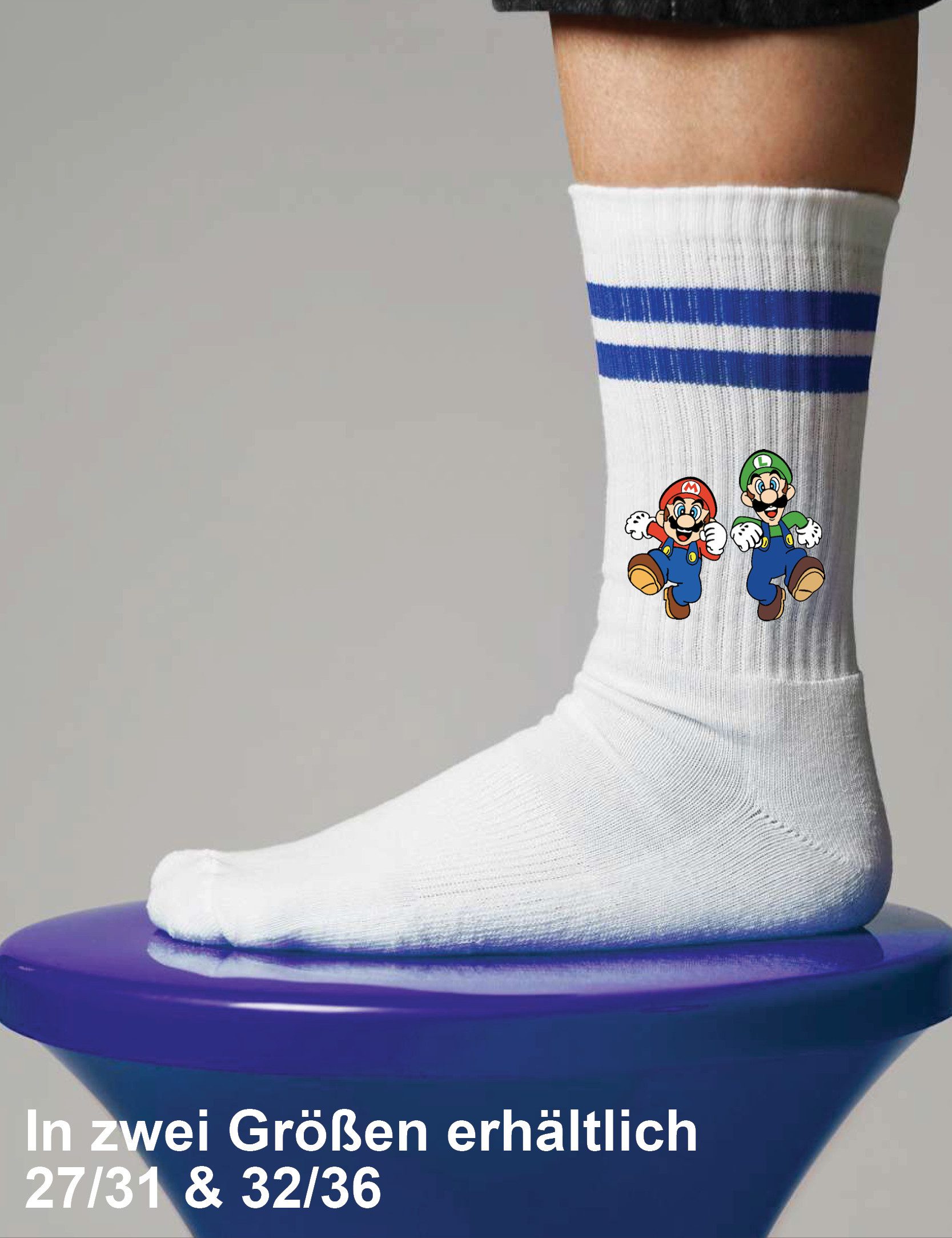 Youth Designz Tennissocken Mario Luigi Unisex Socken Geschenk für Jungen und Mädchen mit verstärkter Verse und Zehenbereich