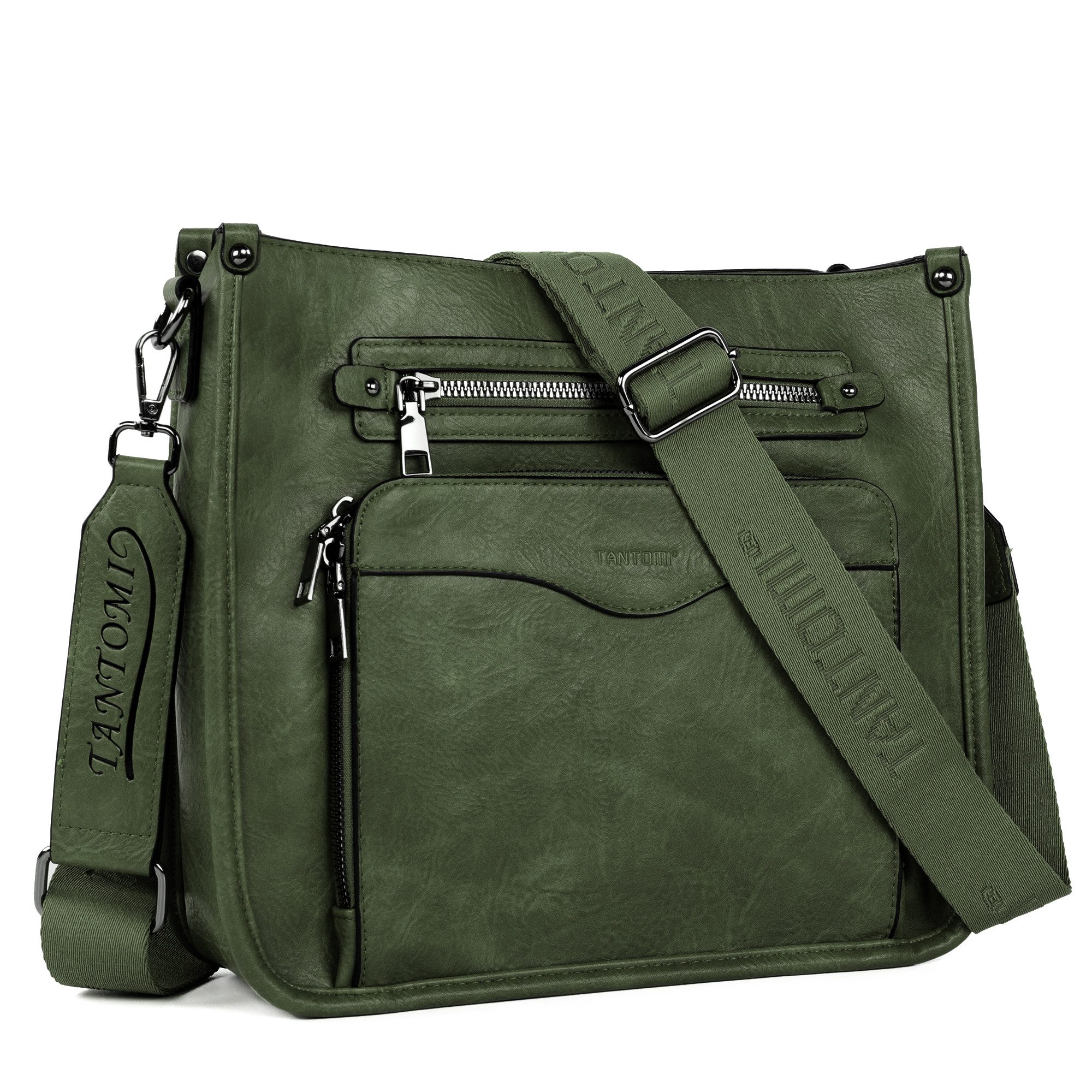 TANTOMI Umhängetasche Damen Schultertasche Mittelgroß, Crossbody Bag mit mehreren Fächern, Damen Handtasche Leicht Henkeltasche Schultertasche