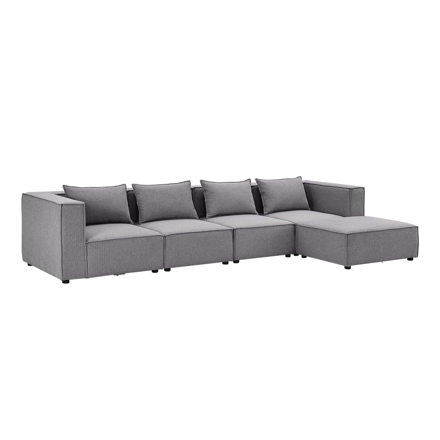 Wohnzimmer, Domas, modulare & Kissen Ecksofa XL, mane Couch 4 Teile, Sitzer für 5 Juskys mit